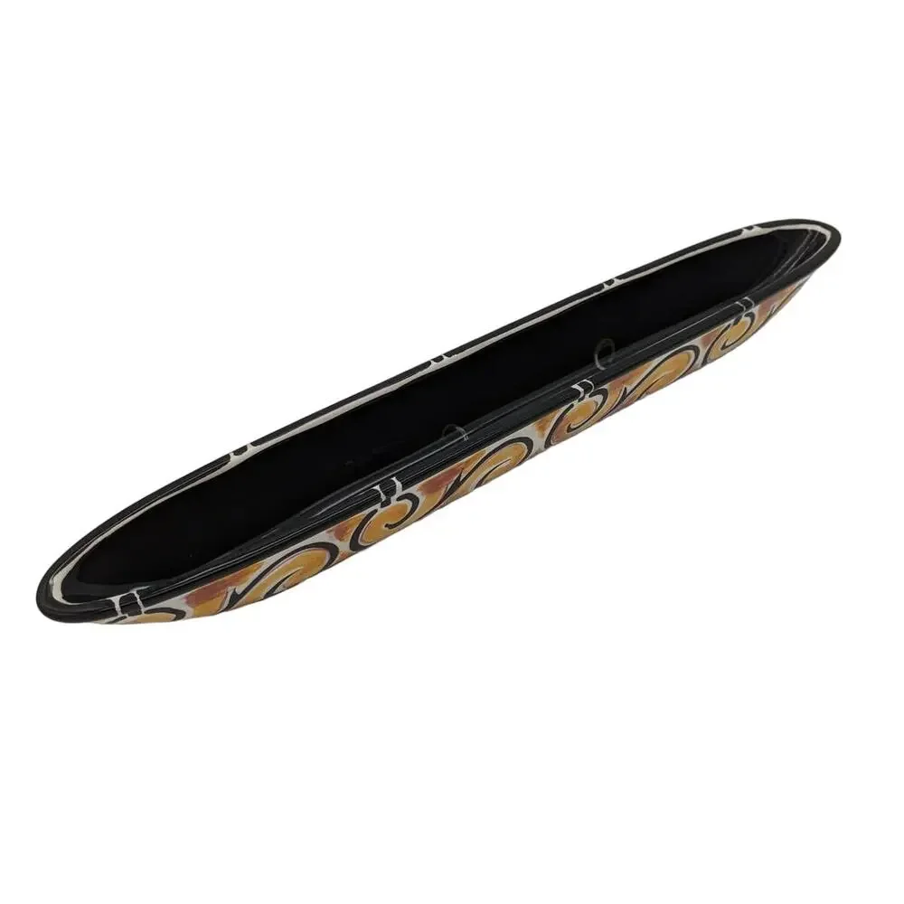 Olive Serving Tray Boat Platter Ceramic Condiment Dish Retro Swirly Whimsy 16x2